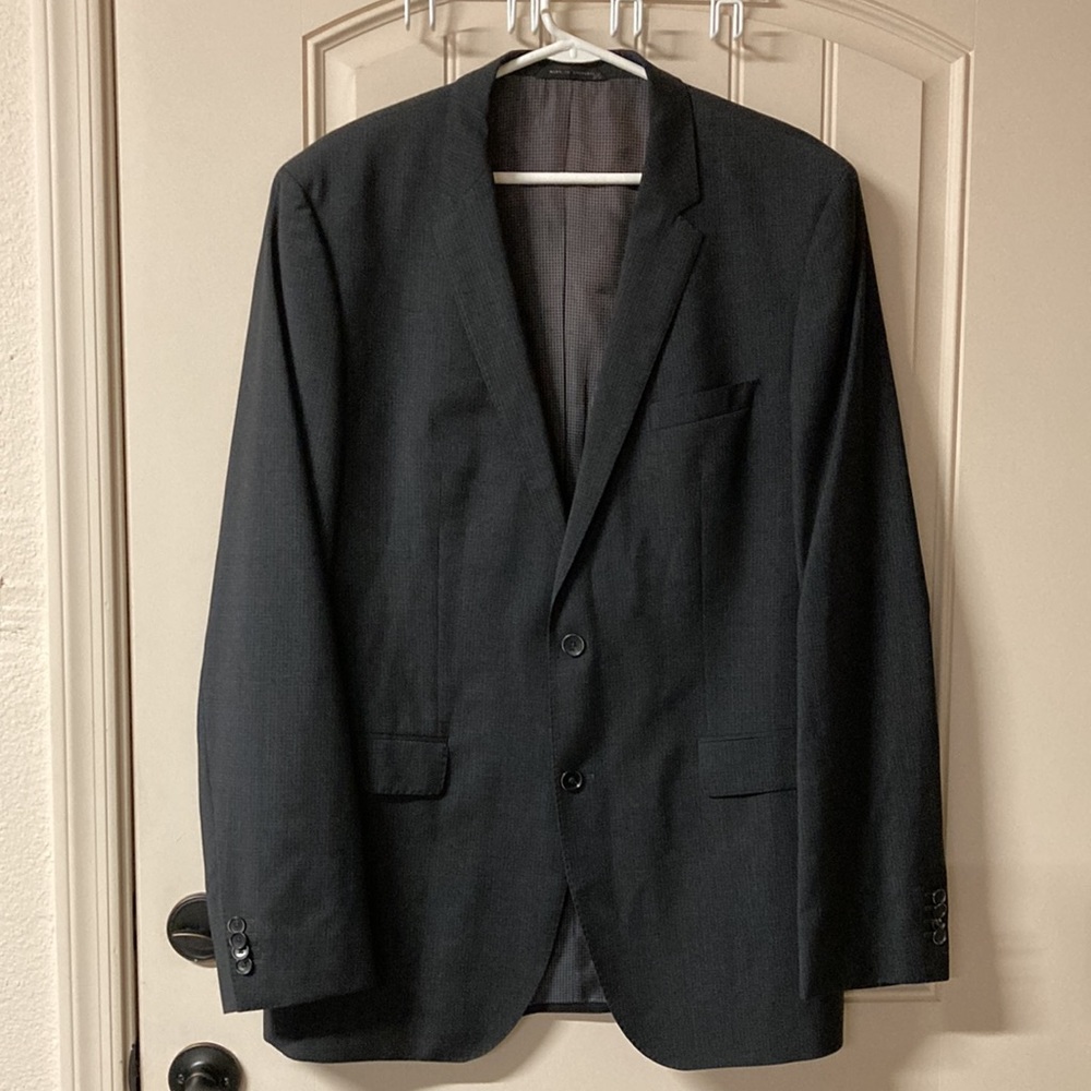 Hugo Boss Sz 44L  Sports Coat Blazer Virgin Wool Black Wedding Prom Jacket
